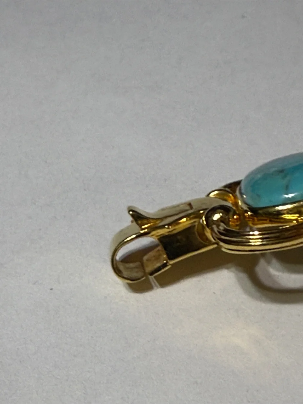 BEAUTIFUL Italy stamped Gold tone & Turquoise stone Bracelet 7 “